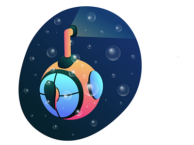 Baby submarine art baby bubble bubbles dark gradient illustration ocean sea submarine vector