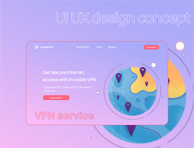 VPN Landing Page app design graphic design icon illustration typography ui ux