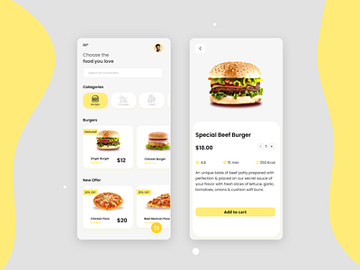 Food delivery app UI Design app design burger app fast food delivery app ui fastfood delivery foo app ui food app food app design food de online delivery online food ui design ui ux