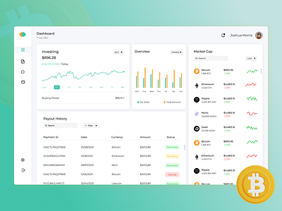Crypto currency dashboard UI/UX design.