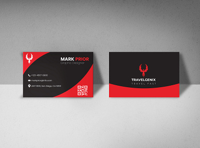 Black & Red Business Card design flat illustration minimal