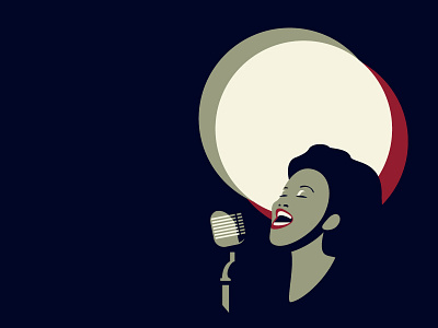 The First Lady of Jazz face girl illustration jazz microphone minimal music night shadow singer