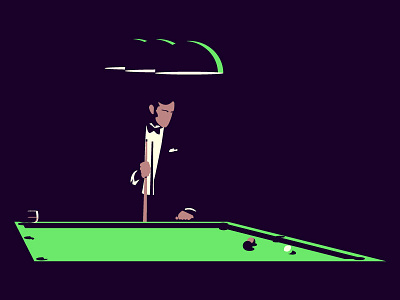 After-dinner games character minimal night shadow snooker vector