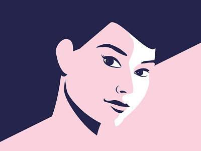 Audrey eye girl minimal pink portrait shadow vector