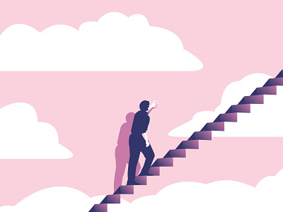 The Truman Show character minimal movie pink shadow stairs vector