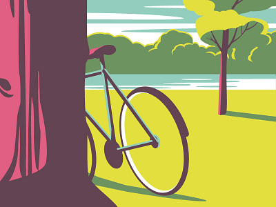 Parklife bike green minimal sky tree vector