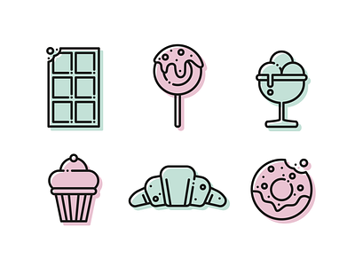 Sweet icons design flat icon illustrator minimal vector