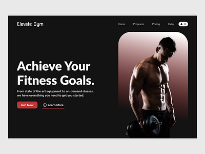 Gym Landing Page body building coach community dark ui design fitness gym health homepage muscle sport ui website weights working out