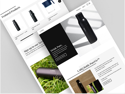 LARQ - Website Landing Page Redesign bottle landing page branding clean dark ecommerce landing page larq luxury minimal product page ui ux design water water bottle website