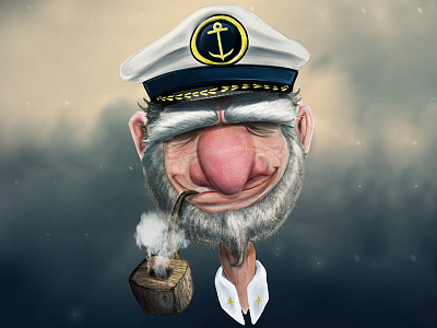 Happy Admiral character design drawing illustration navy photoshop