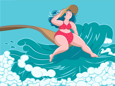 Bathing lady illustration illustrator jump lady sea vector