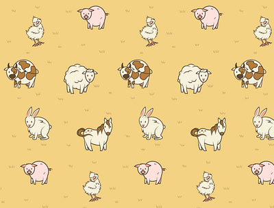 Farm animals animals illustration illustrator meadow pattern pig vector