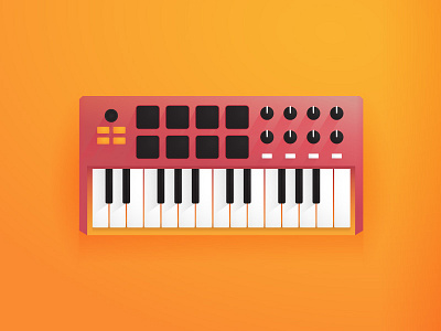 Midi Keyboard audio control electronic flat illustration keyboard midi music shadow