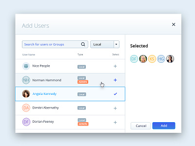 Add Users Window corporate multi select users