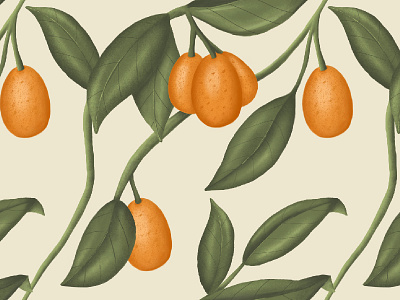 Kumquat pattern botanical illustration kumquat pattern repeating pattern vintage