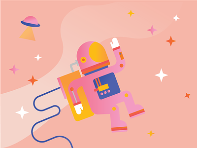 Pretty in Pink astronaut flat gradient illustration pink space spacesuit