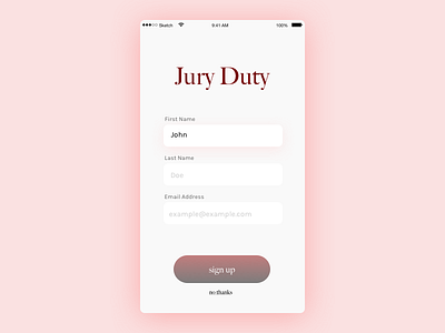 Jury Duty Sign Up Form daily ui interface minimal sign up ui ux
