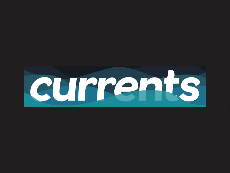 Currents animation blues logotype type water waves