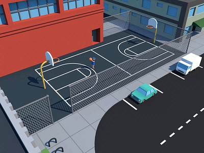 Going for 3 3d animation basketball c4d cinema4d city dribbble loop mini minimal motion simple sports