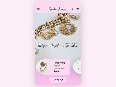 Landing page for a jewelry store