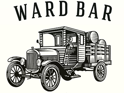 The Ward Bar Logo illustration illustrator line art linocut logo scratchboard woodcut