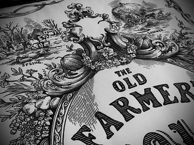 Old Farmers Almanac artwork etching illustration line art pen and ink scratchboard steven noble woodcut