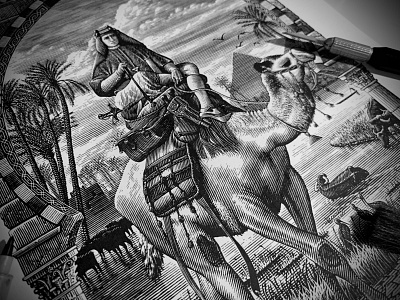 The Camel Rider Illustration artwork branding design engraving etching illustrator linocut scratchboard steven noble woodcut