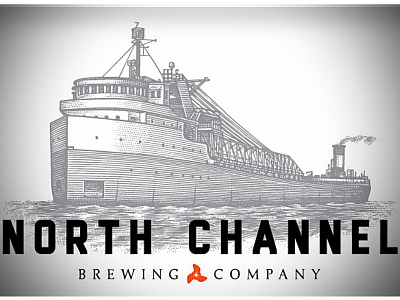 North Channel Brewery Logo design engraving etching line art linocut pen and ink scratchboard steven noble woodcut woodcuts