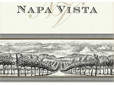 Napa Vista Wine artwork design etching illustrator linocut logo scratchboard steven noble woodcut woodcuts
