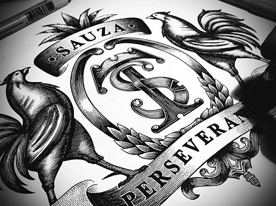 Sauza Tequila Logo Illustrated by Steven Noble artwork design engraving etching illustration line art logo scratchboard steven noble