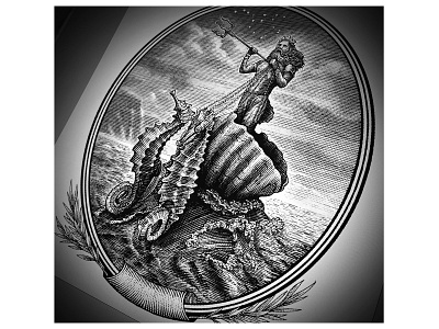 Legal Sea Foods Gin Label Illustrated by Steven Noble artwork design engraving etching illustration line art logo scratchboard steven noble