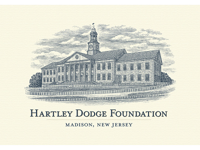 Hartley Dodge Foundation Logo by Steven Noble architecture artwork design engraving etching illustration line art scratchboard steven noble