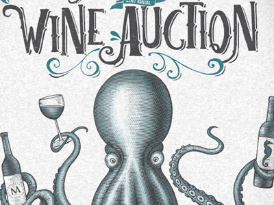 Manhattan Wine Auction line art scratchboard steven noble woodcuts