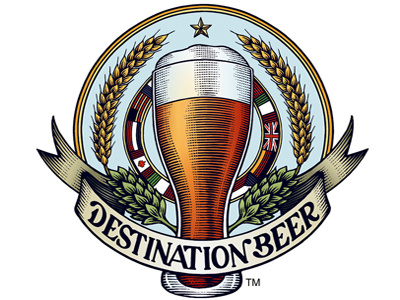 Destination Beer Logo artwork engraving graphic design illustration illustrator line art linocut logo scratchboard steven noble woodcuts