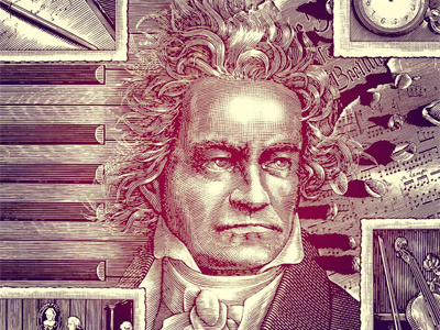 Beethoven Illustrated by Steven Noble artwork engraving graphic design illustration illustrator line art linocut logo scratchboard steven noble woodcuts