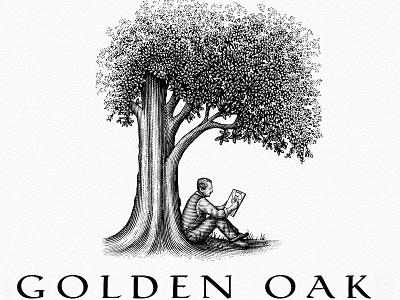 Golden Oak Logo artwork engraving etching graphic design illustration illustrator line art linocut logo scratchboard steven noble woodcuts