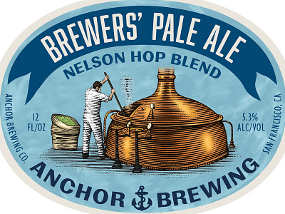 Anchor Brewing Label Illustration anchor brewing graphic art illustration line art packaging steven noble