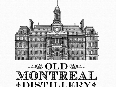 Old Montreal Distillery artwork brandmark etching illustration linocut scratchboard steven noble woodcuts