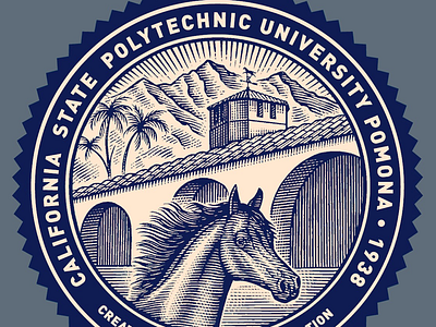 Cal State Polytechnique University Logo artwork illustrations line art logo identity logos pen art scratchboard steve noble