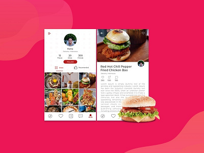 Foodiegram App UI app illustration mobile mockup design ui ui design uiux ux
