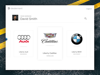 Dealernext Login Screen car dealership login logout product design profile search ui design ux design