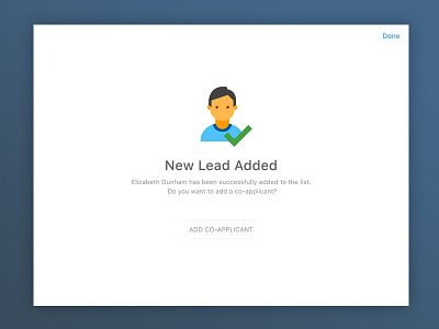 Successfully Added New Lead dealernext dealership ipad lead message success ui user experience user interface ux
