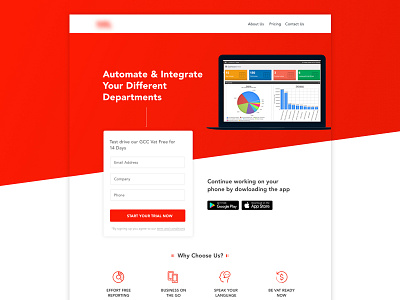 Reporting Website automate free free trial modern product design red reporting ui ux website