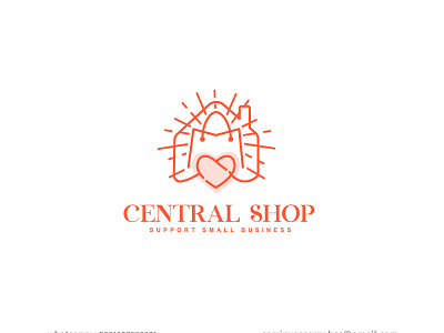 Retail Shop logo with heart, house and shopping bag concept branding concept purchase typography