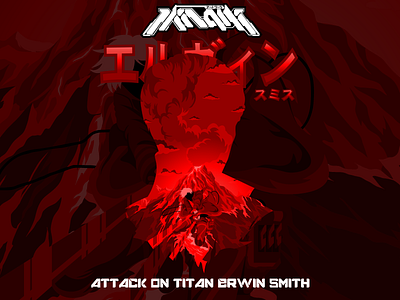 ATTACK ON TITAN ERWIN SMITH anime attack on titan design fanart flat landscape illustration sillhoutte vector