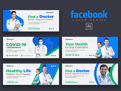 Medical template Facebook Cover Design animation banner branding cover covid 19 design doctor facebookcover healthcare illustration logo medical minimal typography ui vector web webbanner