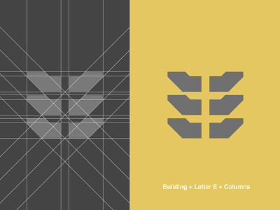 Logo for civil construction | Building + Letter E + Concrete col