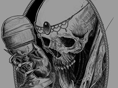 Queen of Cups blackworkers brno czech republic dan que schone darkart dotwork illustration illustration design skull skull a day skulltattoo tarot tattoo