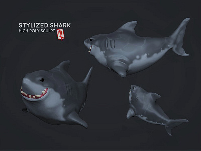 Priabudiman Shark Sculpt cartoon character concept art design game art sculpt zbrush