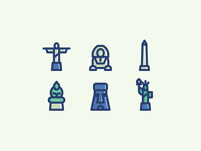 Landmarks for Flaticon part II brazil buddha easter egypt icon lady landmark liberty monument obelisk pack